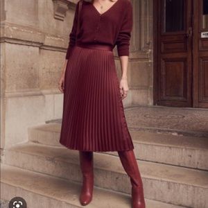 Jones New York Large Burgundy Silk Midi Skirt